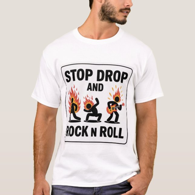 Drop und Rock'n'Roll stoppen - Im Brandfall T-Shirt (Vorderseite)