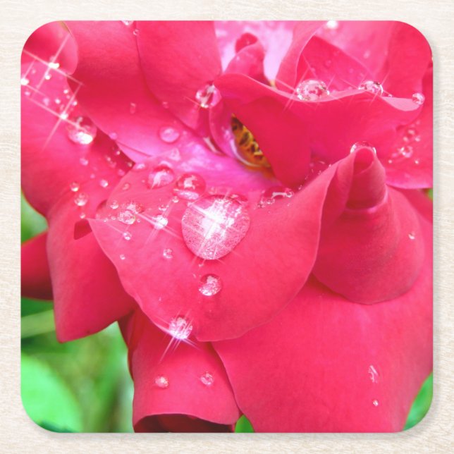 Droplets auf Petals-Untersetzer Rechteckiger Pappuntersetzer (Vorderseite)