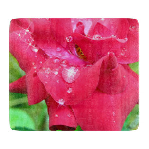 Droplets on Petals Glass Chopping Board Schneidebrett