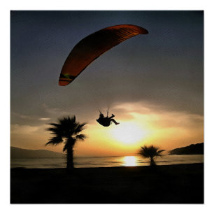 Dropzone am Duskischen Abenteuer Paragliding Art Poster