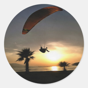Dropzone am Duskischen Abenteuer Paragliding Art Runder Aufkleber