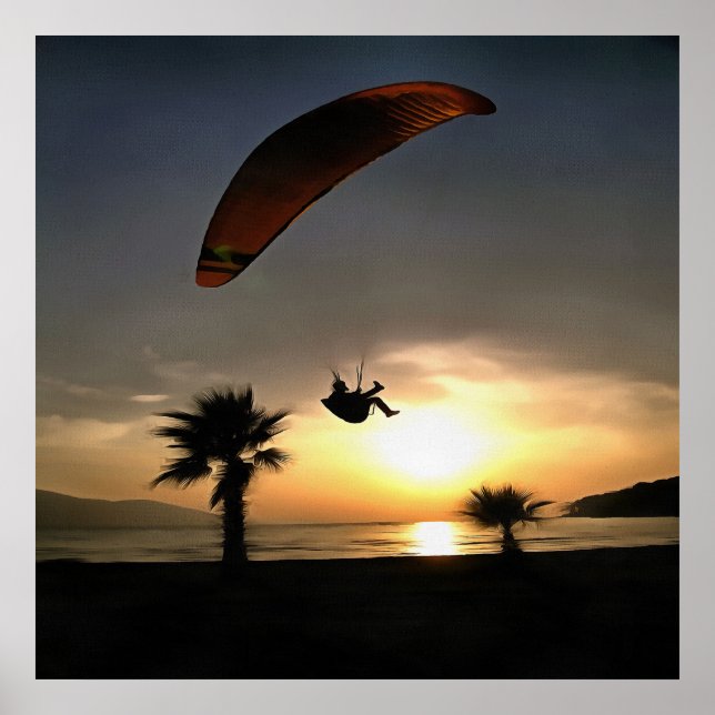 Dropzone At Dusk Adventure Paraglider Art Poster (Vorne)