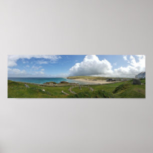 Droskyn Point Perranporth Klippe oben Sonnenuhr Poster