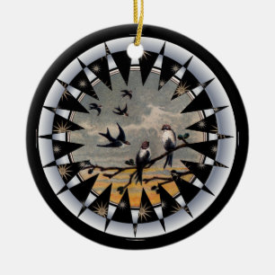 Drossel des Glück-Keramik-Anhängers Keramikornament