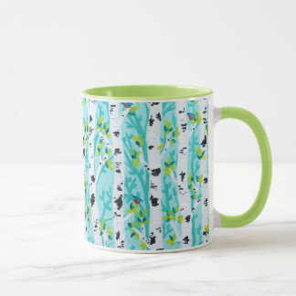 Drossel-im Frühjahr Birken-Baum-Wald Tasse