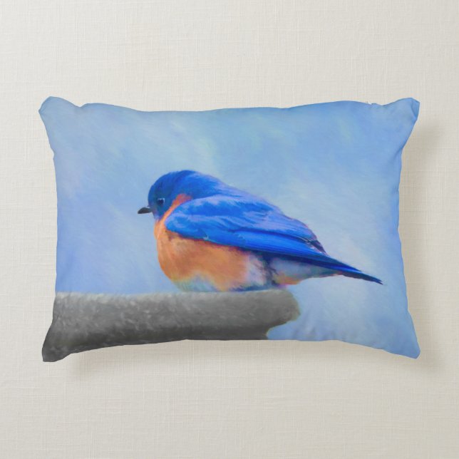 Drossel-Malerei - ursprüngliche Vogel-Kunst Dekokissen (Vorderseite)