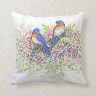 Drosseln und Blüten-Kissen Kissen