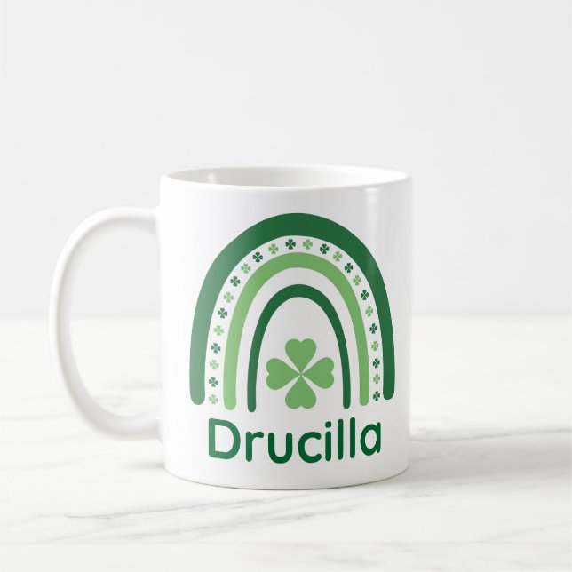 Drucilla Name Clover Boho Rainbow Kaffeetasse (Links)
