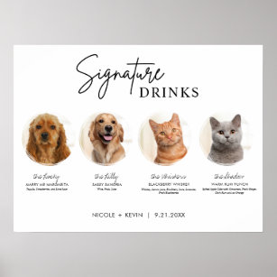 Druck 4 Haustiere Unterschrift Getränke Hochzeitsz Poster