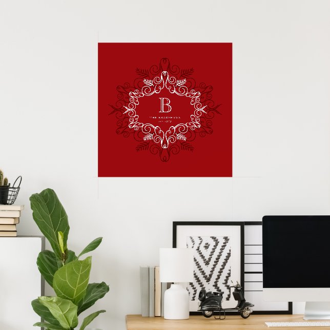 Druck aus festem Foliage Deko Frame Monogram Holid (Heimbüro)