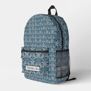 Druck Ausschneiden Rucksack - Jugendstil-Blau-Desi