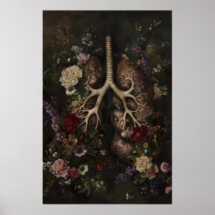 Druck der Anatomie der blumigen Lungen, Vintage Go Poster