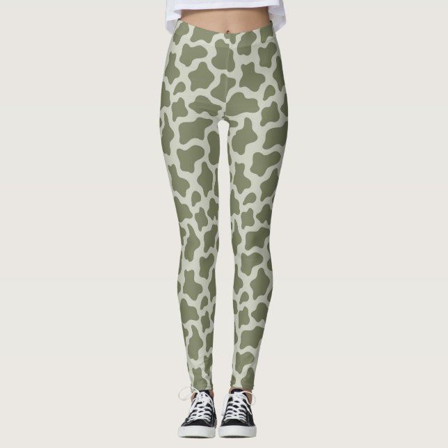 Druck der grünen Kuh Leggings (Vorderseite)