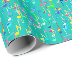 Druck der musikalischen Anmerkungen - Türkis, Geschenkpapier