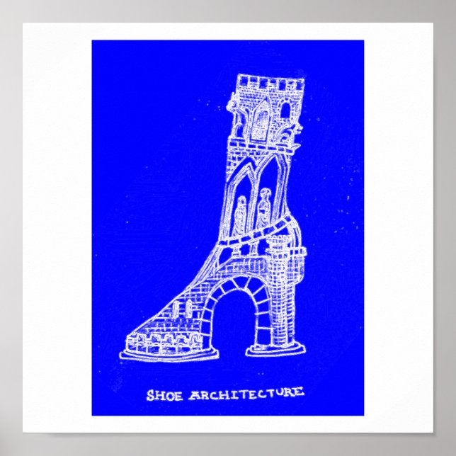 Druck der Schuharchitektur (Blueprint Style) Poster (Vorne)