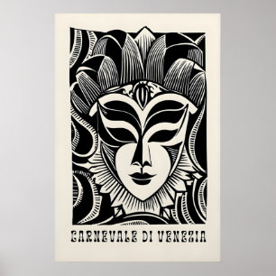 Druck der venezianischen Karnevalsmaske in Schwarz Poster