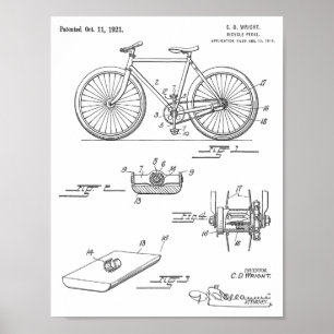 Druck des Fahrradpedal-Designpatents von 1921 Poster