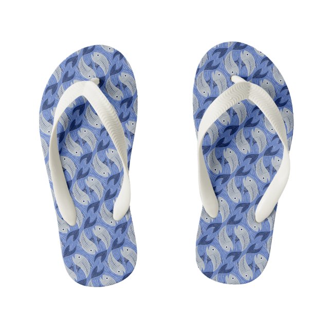 Druck des Fischblocks - blau Kinderbadesandalen (Fußbett)