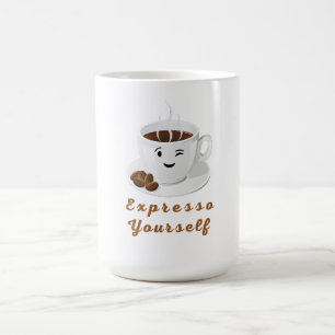 Drück dich aus – Lustiger lächelnder Kaffee-Tee Kaffeetasse