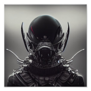 Druck eines dunklen Alien-Foto