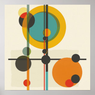 Druck eines geometrischen Kunstwerks der Mitte des Poster