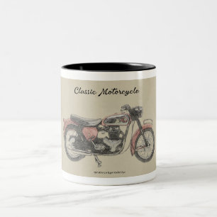 Druck eines klassischen Motorrads aus den 1960er J Zweifarbige Tasse