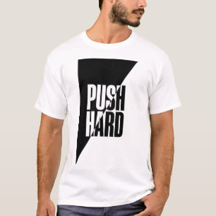 DRÜCK HART. TEXT GEDRUCKTES T-SHIRT