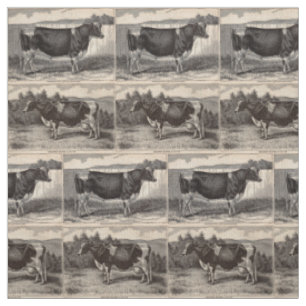 Druck Holstein-Stier und Färsendruck des 19. Stoff
