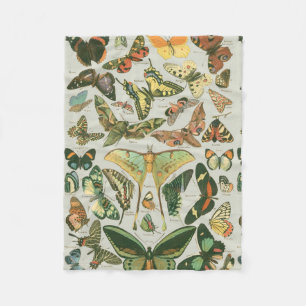 Druck im Muster alter Schmetterlinge und Motten Fleecedecke