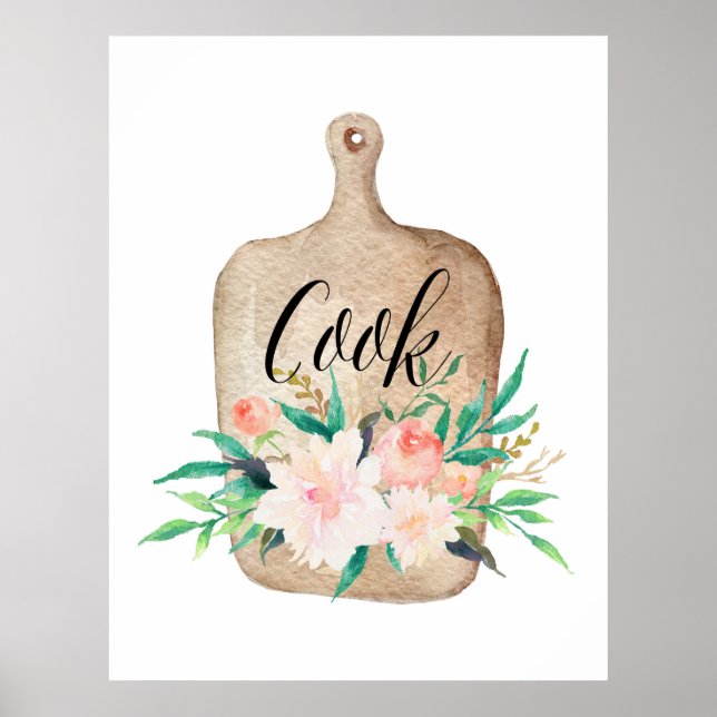 Druck in der Küche - Koch - Aquarell Poster (Vorne)