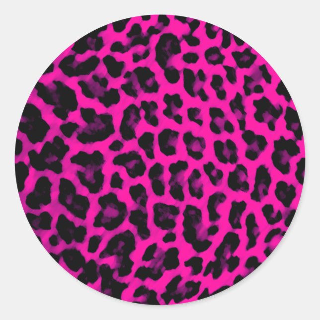 Druck in rosa Leoparden Runder Aufkleber (Vorderseite)