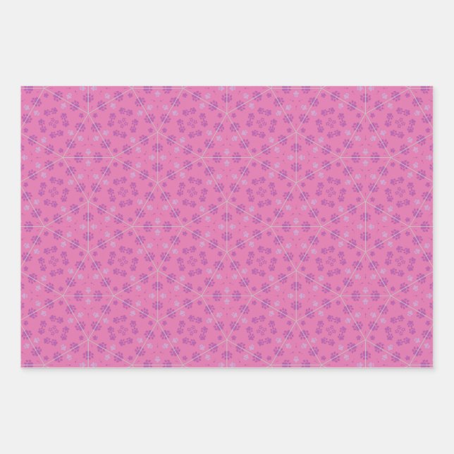 Druck in Rosa, Magenta und Weiß Geschenkpapier Set (Vorderseite 3)