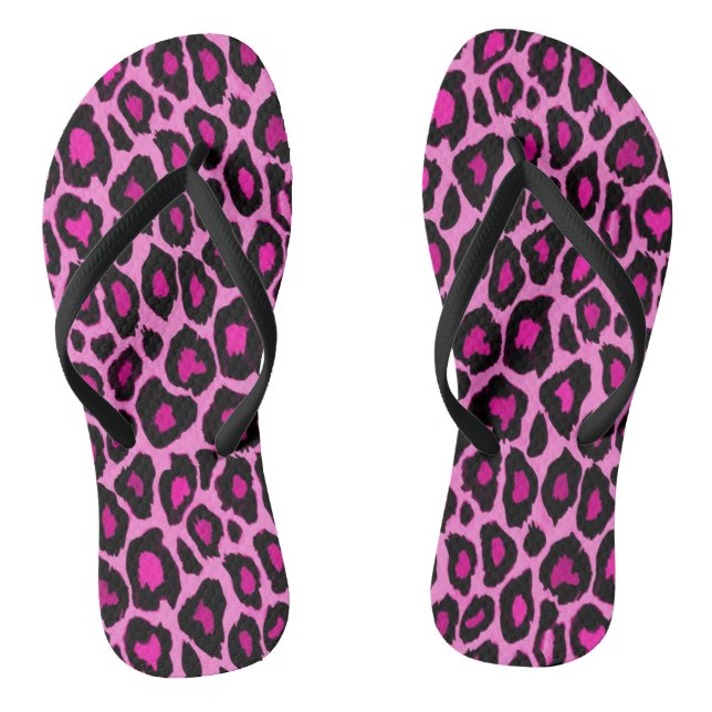 Druck in Rosa und schwarzem Leopard Flip Flops (Fußbett)