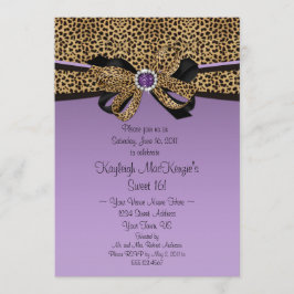 Druck-lila Juwel-Diamant-Bonbon 16 des Leopard-#2 Einladung