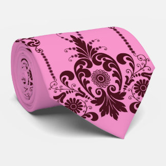 Druck mit rosa Blumen und Schnörkeln Krawatte