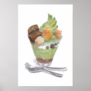 Druck Parfait des grünen Tees Poster