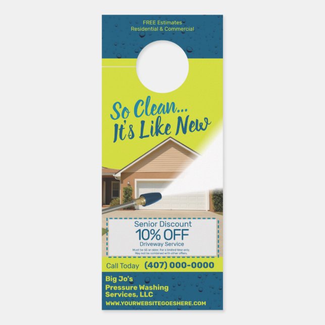 Druck Power Waschen individualisierbare Vorlage Türanhänger (Vorderseite)