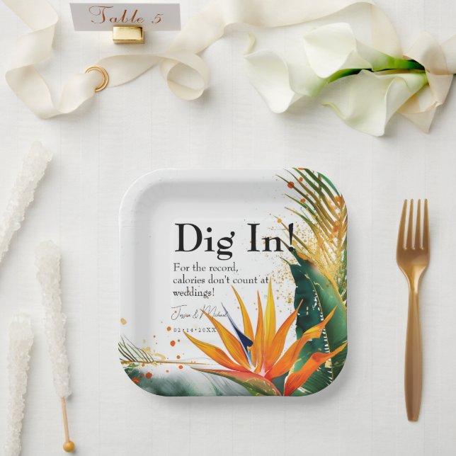 Drück rein! Vögel des Paradieses Bliss Pappteller (Hochzeit)