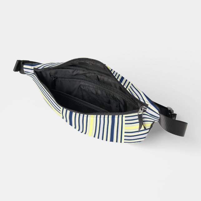 Druck Schneiden Nähtasche Blau & Gelb Streifen Bauchtasche (Offen)