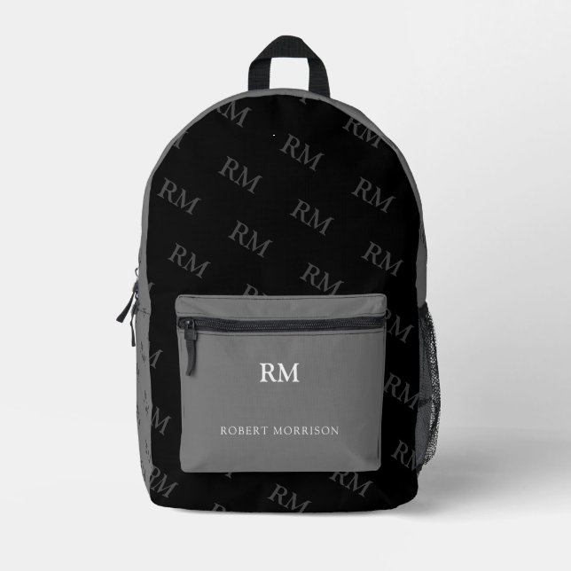 Druck Schneiden Nähtasche schwarz und grau zwei Bedruckter Rucksack (Vorderseite)