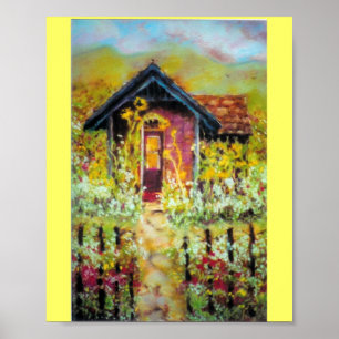 Druck-… Sonnenblume-Bretterbude Poster