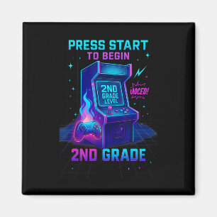 Drück Start 2. Klasse Gamer Kids Level hoch Spaß Magnet