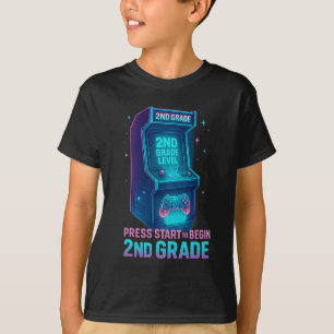 Drück Start 2. Klasse Gamer Kinder Level hoch Spaß T-Shirt