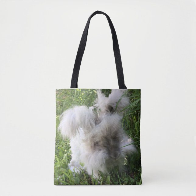 Druck-Taschen-Tasche - englisches Angora-Kaninchen Tasche (Vorderseite)