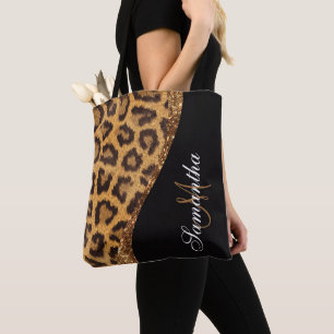 Druck und Glitzer von Pelztierblättern Tasche