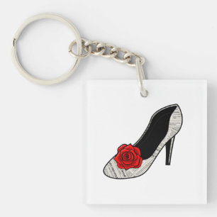 Druck und Petal High Heel Schlüsselanhänger