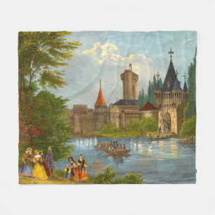 Druck von Franzenburg Castle aus den 1850er Jahren Fleecedecke