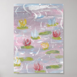 Druck von Wasserlilien, Werteplakat (Matte) Poster