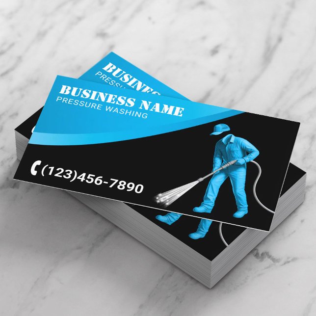 Druck waschen Blue Power Washer Moderne Reinigung Visitenkarte (Von Creator hochgeladen)