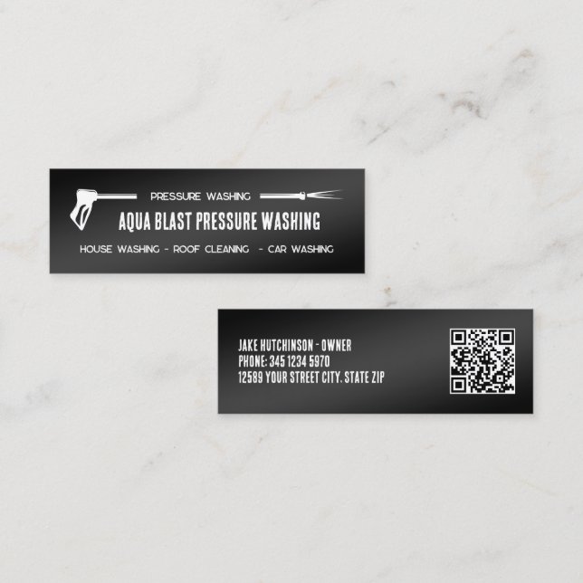 💧 Druck Waschen nach Maß QR Mini Visitenkarte (Vorne/Hinten)